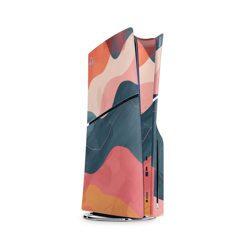 Decal Skin Sticker Compatible with PS5 Slim: Modern Abstract Waves