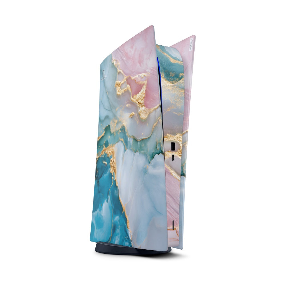 Decal Sticker Skin For PS5 Digital: Marble Pastel Fusion