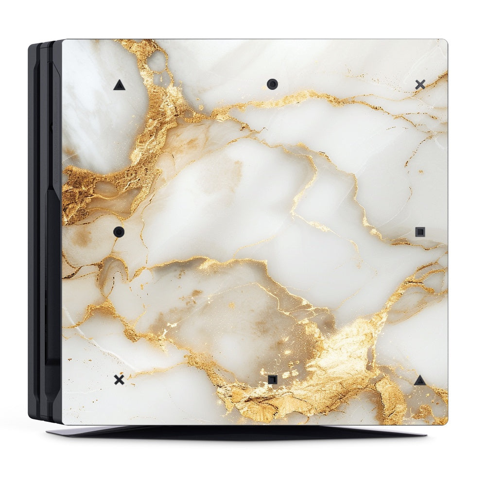 Decal Skin Sticker for PS4 Pro: White Gold Vein Marble