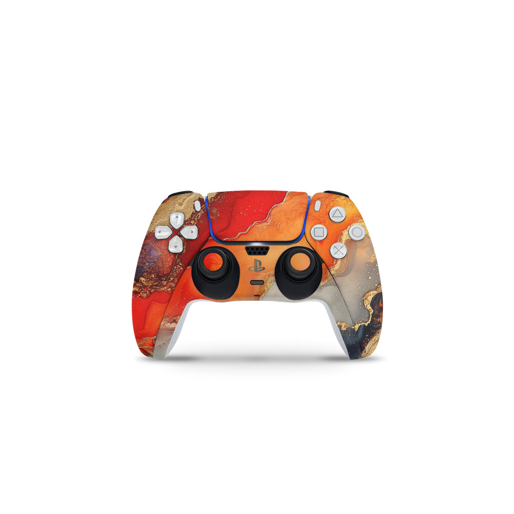Decal Skin Sticker Compatible with PS5: Vivid Marble Burst Gold