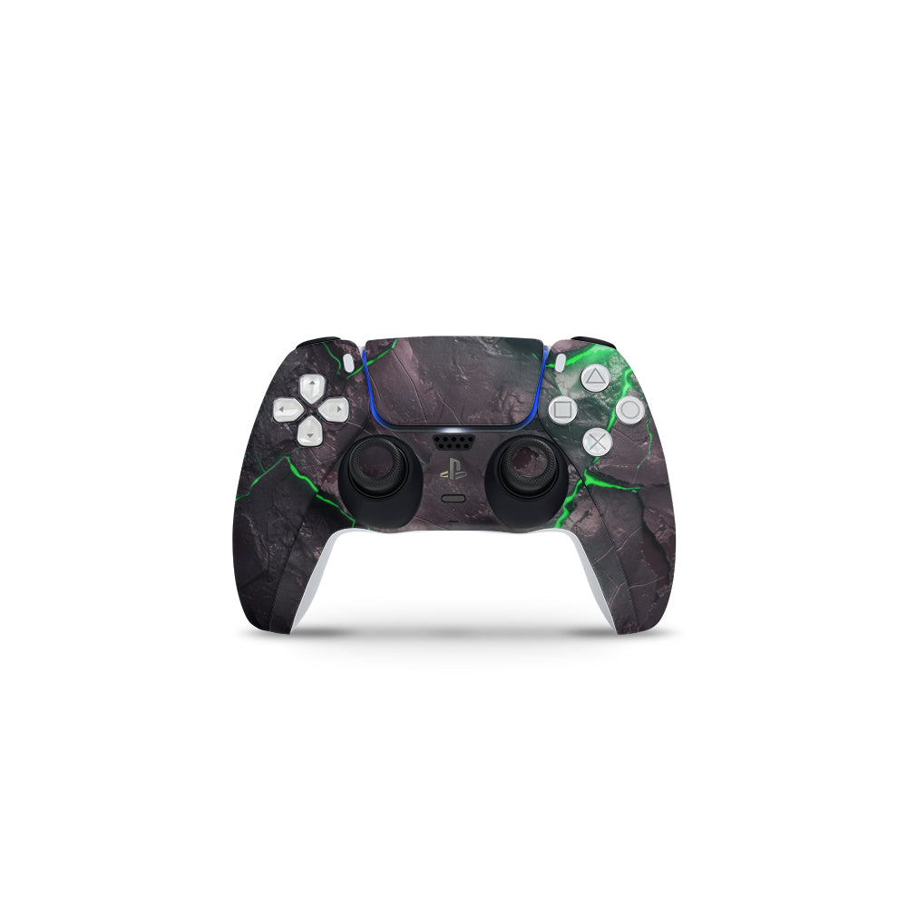 Decal Skin Sticker Compatible with PS5: Carbon Rock Glow Green