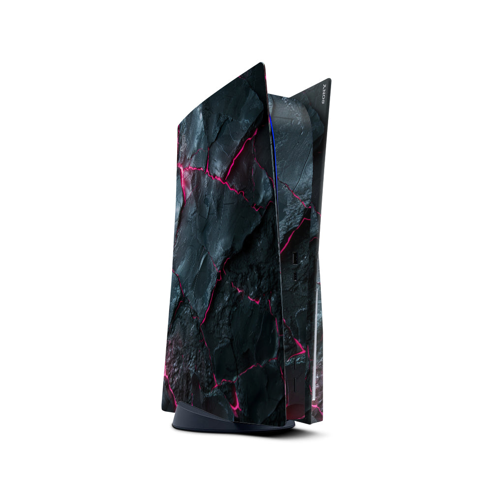 Decal Skin Sticker Compatible with PS5: Carbon Rock Glow Pink