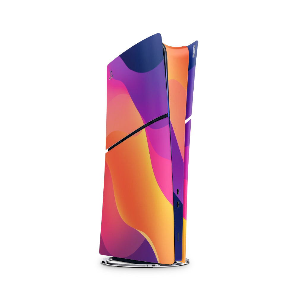 Decal Skin Sticker Compatible with PS5 Slim Digital (No Disk): Vibrant Sunset Waves