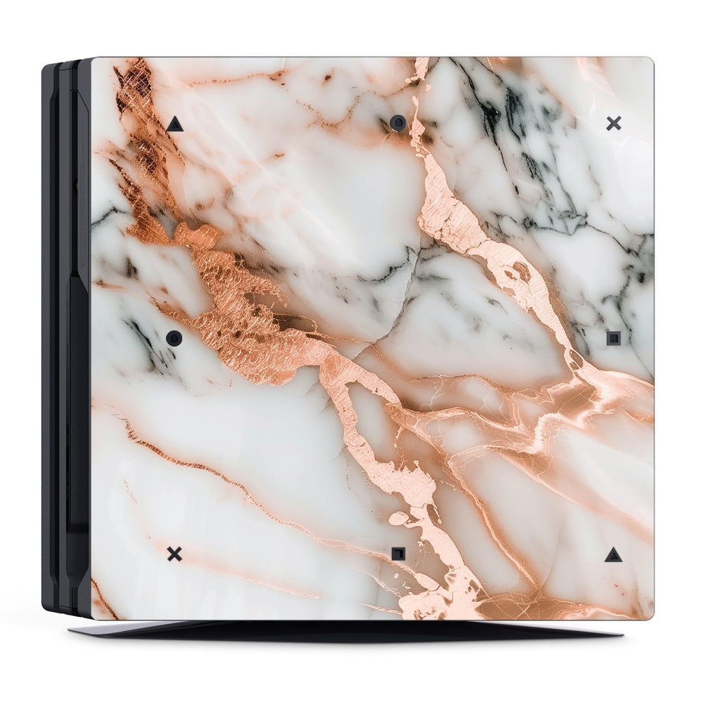 Decal Skin Sticker for PS4 Pro: Marble Rose Gold Accents