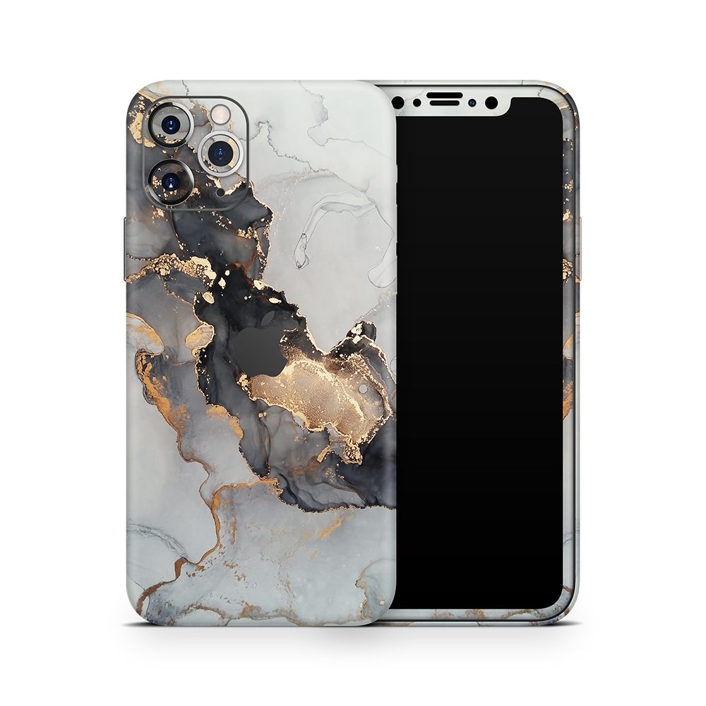 SkinNit Decal Sticker Skin Apple iPhone 11 Pro Max Marble White Gold (Decal Skin)