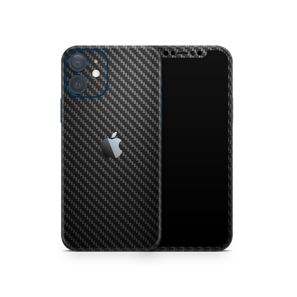 SkinNit Decal Sticker Skin Apple iPhone 12 Mini Carbon Fiber Black (Decal Skin)