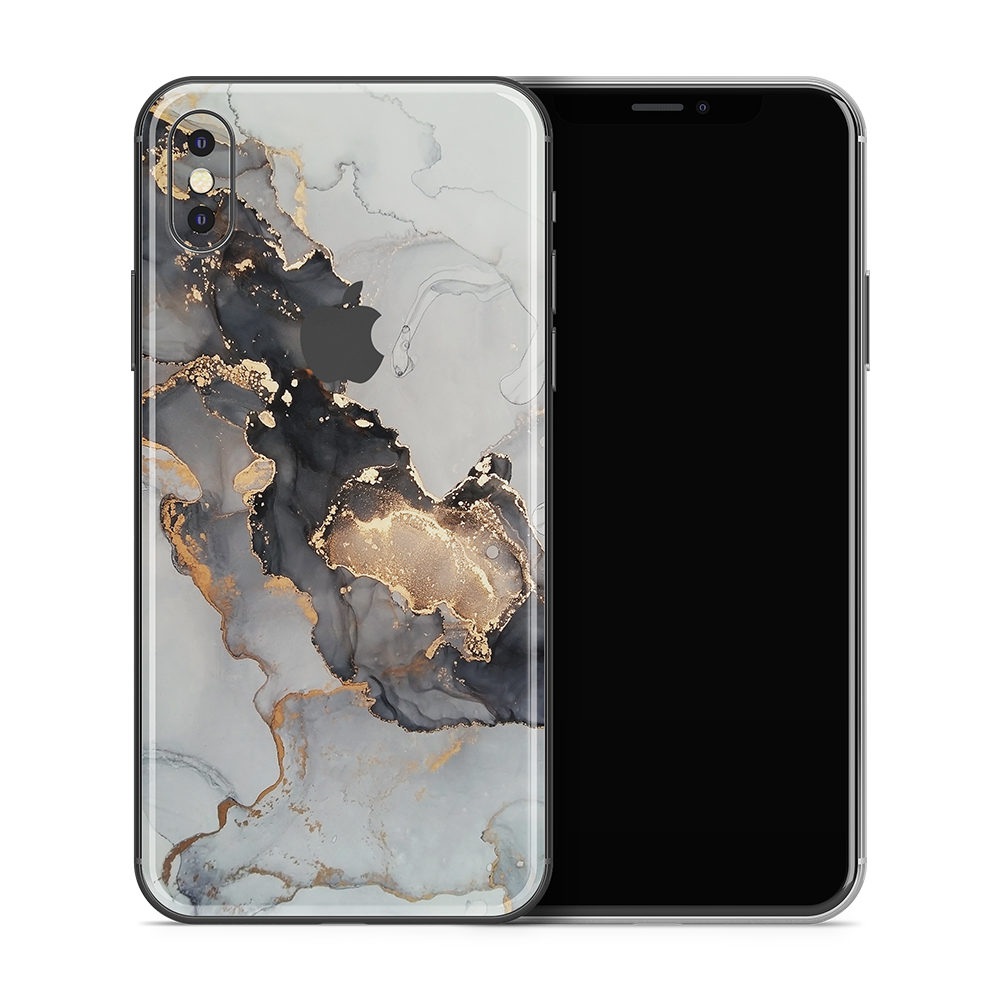 SkinNit Decal Sticker Skin Apple iPhone XS Marble White Gold (Decal Skin)