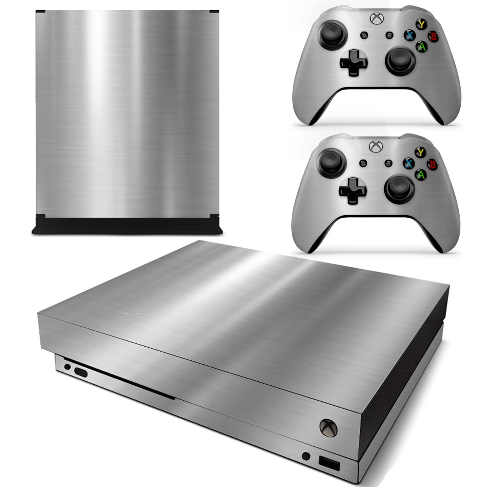 SkinNit Decal Sticker Skin For Xbox One X: Chrome Silver (Textured)