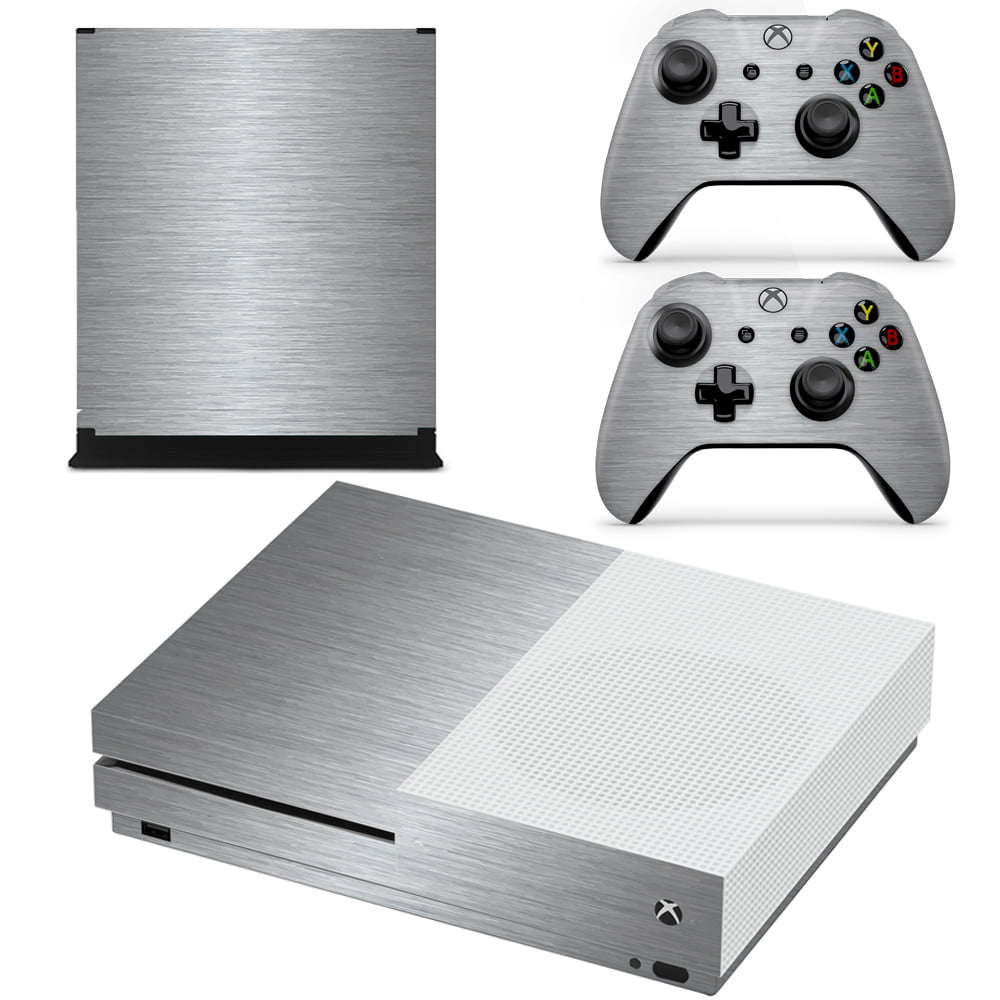 SkinNit Decal Sticker Skin For Xbox One S: Brushed Steel (Textured)