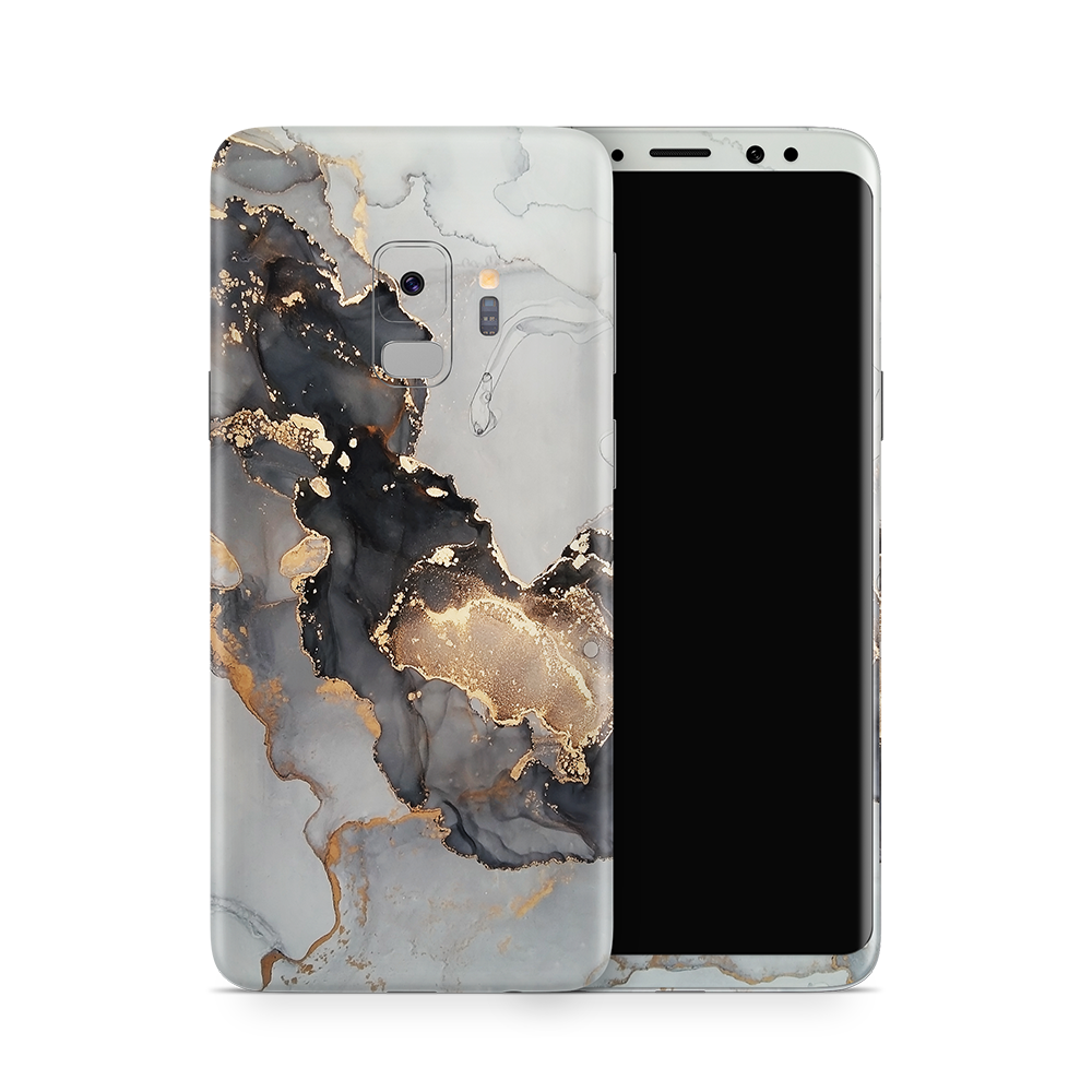 SkinNit Decal Sticker Skin Samsung Galaxy S9 Marble White Gold (Decal Skin)