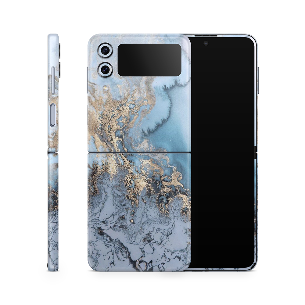 SkinNit Decal Sticker Skin Samsung Galaxy Z Flip 4 Marble Arctic Blue (Decal Skin)