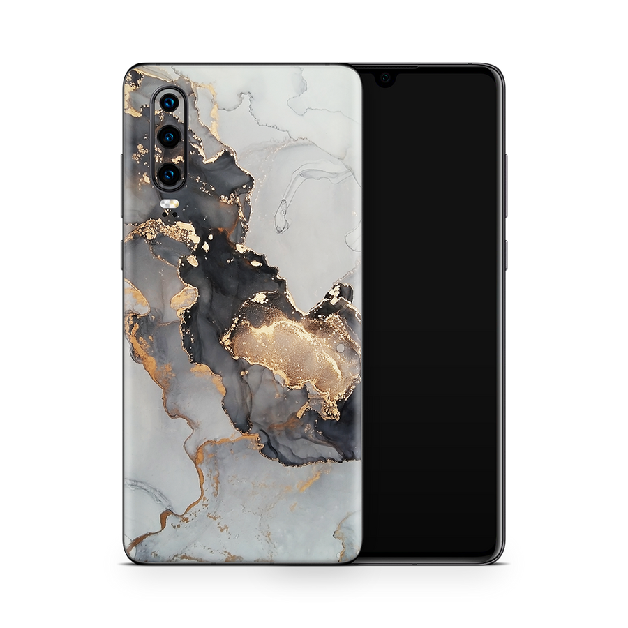 SkinNit Decal Sticker Skin Huawei P30 Marble White Gold (Decal Skin)
