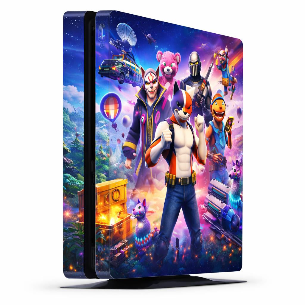 Skin Compatible with PS4 Slim: Fortnite Neon cyber arena