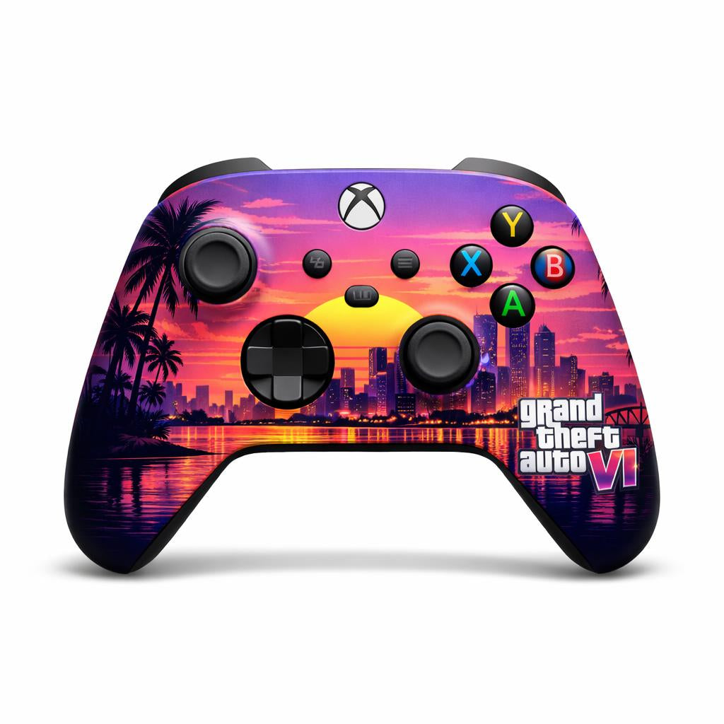 Skin Compatible with Xbox Series X: Grand Theft Auto VI Neon coastal noir