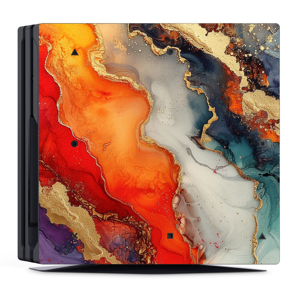 Decal Skin Sticker for PS4 Pro: Vivid Marble Burst Gold