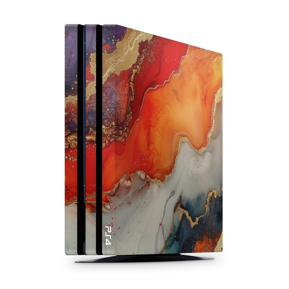 Decal Skin Sticker for PS4 Pro: Vivid Marble Burst Gold