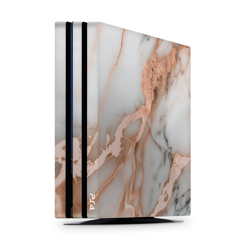 Decal Skin Sticker for PS4 Pro: Marble Rose Gold Accents