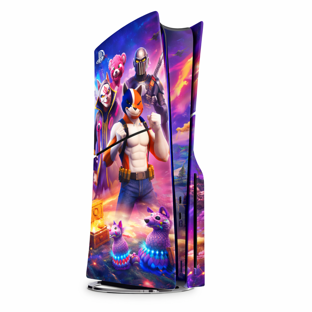 Skin Compatible with PS5 Slim (Disc): Fortnite Neon cyber arena