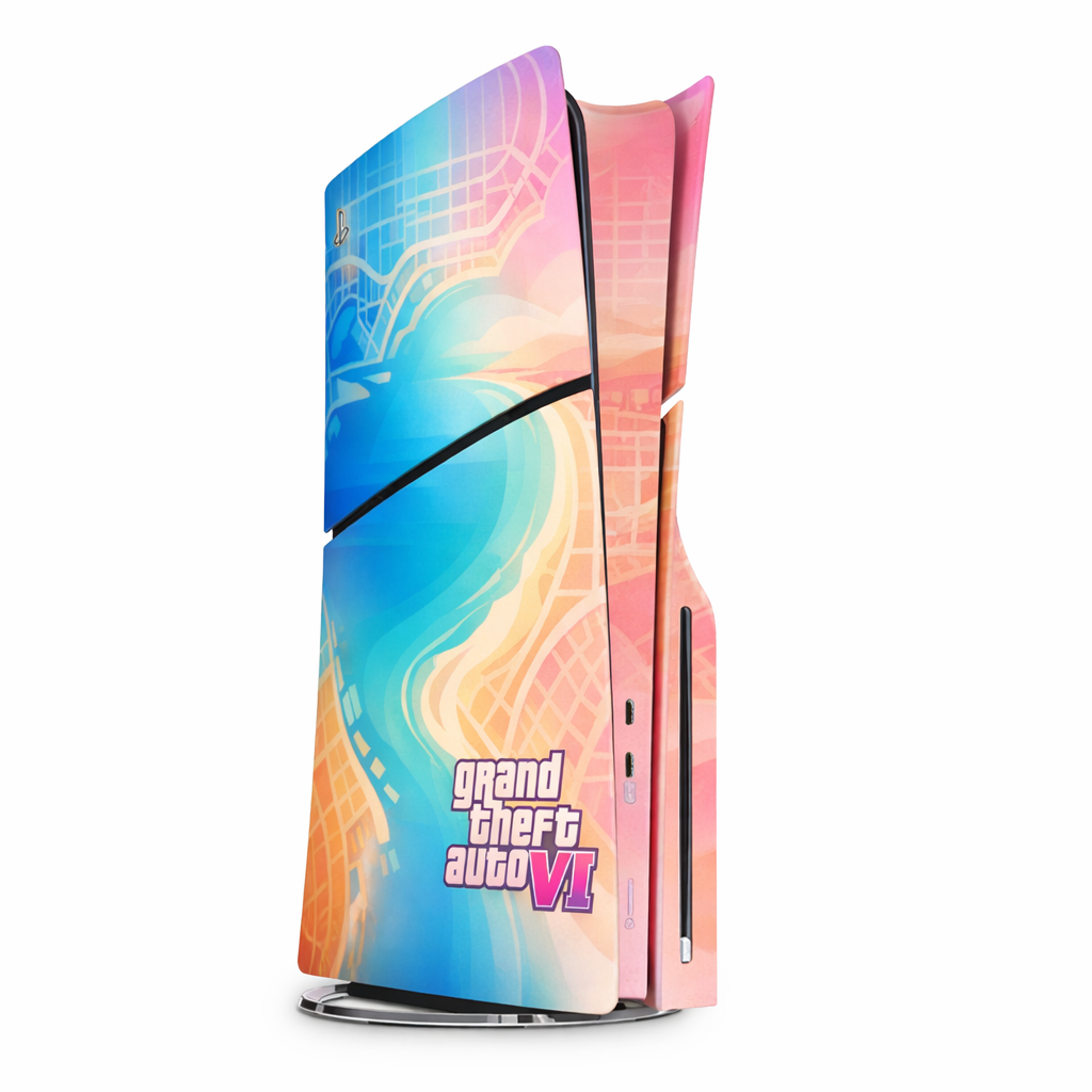 Skin Compatible with PS5 Slim (Disc): Grand Theft Auto VI Luxury heatmap
