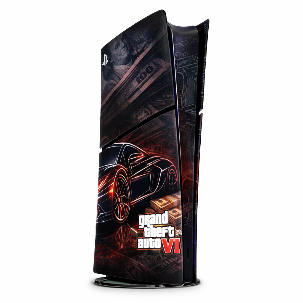 Skin Compatible with PS5 Slim Digital (No Disc): Grand Theft Auto VI Street crime collage